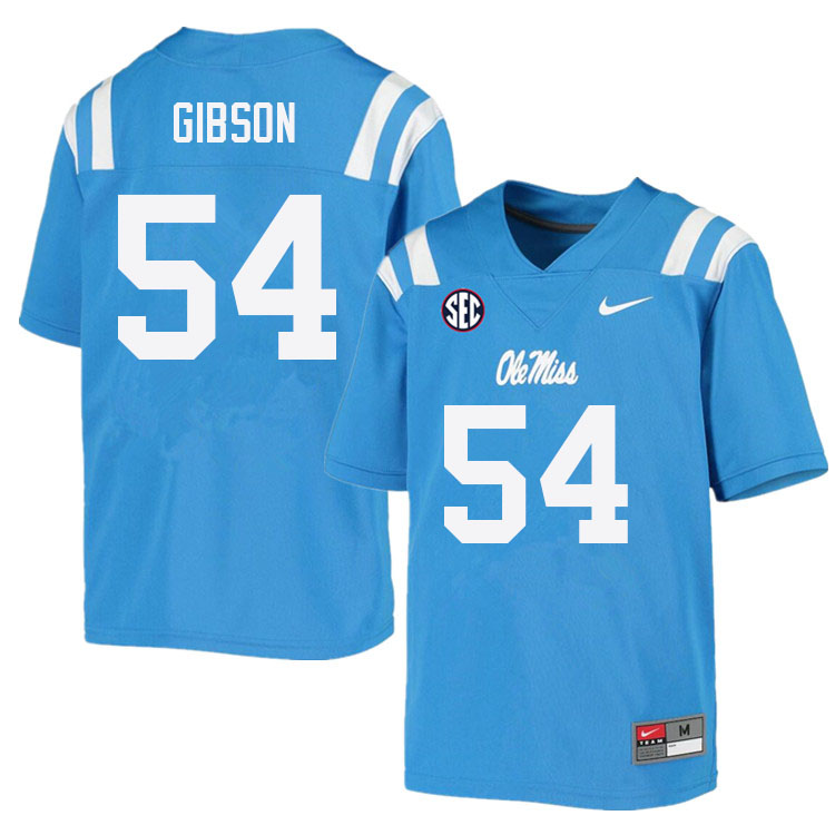 Carter Gibson Ole Miss Rebels NCAA Men's Powder Blue #54 Stitched Limited College Football Jersey VLV1258UH